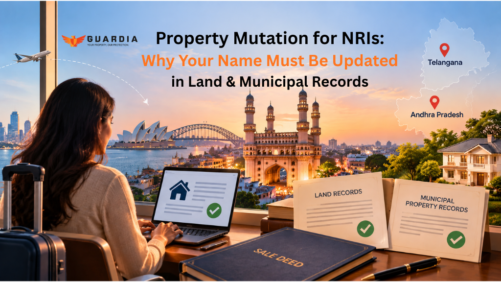 NRI managing property records in Telangana and Andhra Pradesh with land and municipal documents
